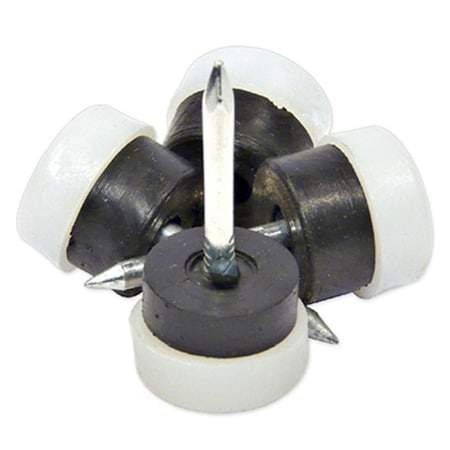 Richelieu 0.75 in. TruGuard Plastic Base Round Nail On Cushioned Glides, White, 4PK 235910